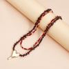 Fashionable Natural Stone Heart Pendant Necklace Adjustable Length Neckchain Lightweight Jewelry For Casual Or Party
