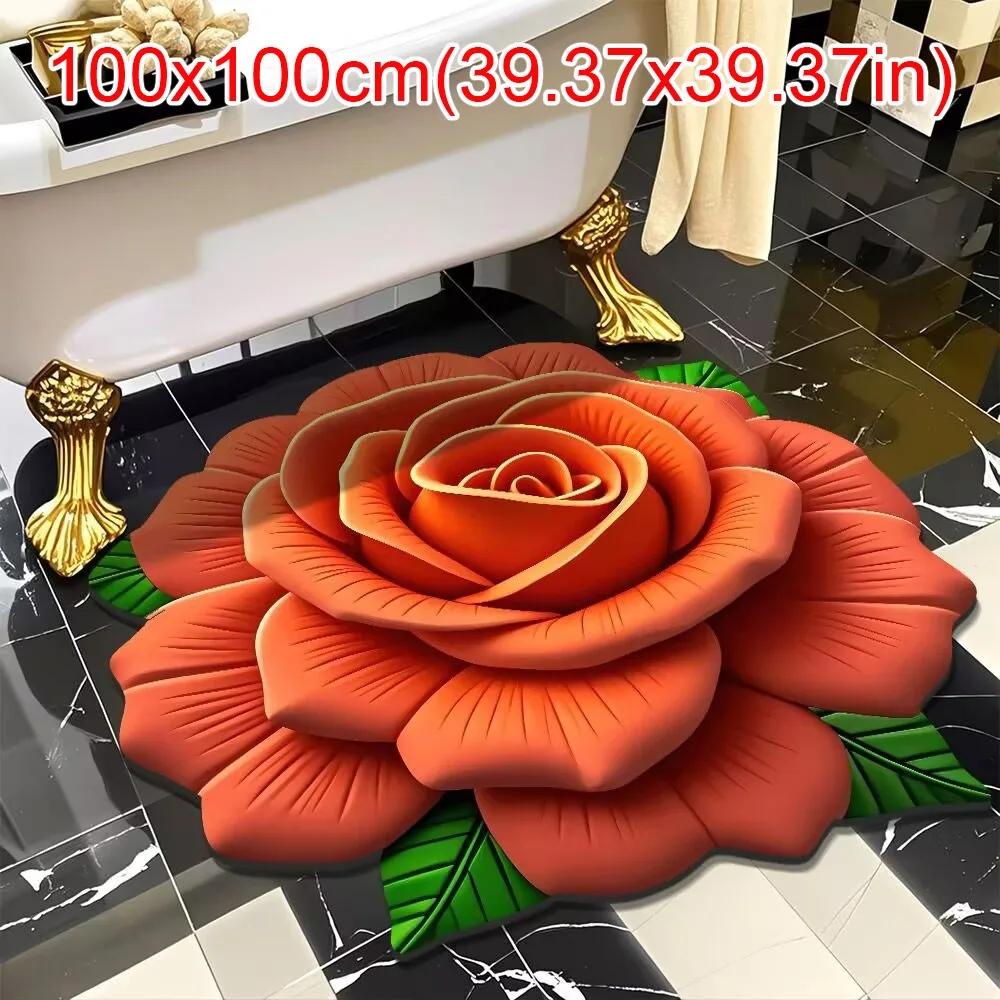 Special-shaped Flower Carpet Soft Non-slip Bathroom Floor Mat Absorbent 100x100cm/60x60cm/50x50cm Door Gasket
