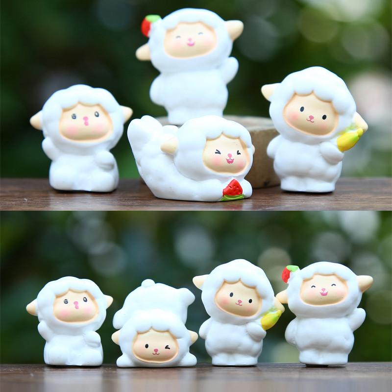 6pcs Cute Cartoon Sheep Handheld Fruit Model Ornament Set For Playroom Decor And Giftgiving