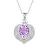Natural Color Treasure Crystal Stone Angel Wings Pendant S925 Sterling Silver Necklace Women's Premium Clavicle Chain