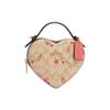 Heart 16 Classic Presbyopic Zipper Closure Coated Canvas and Leather Heart-shaped Bag Box Bag Handbag Small Size Women's Khaki