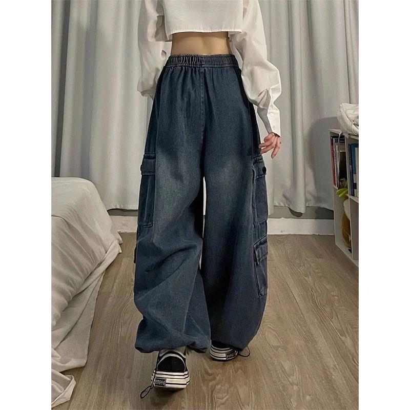 Jeans larghi Y2K Gothic - Pantaloni in denim a vita alta e gamba larga