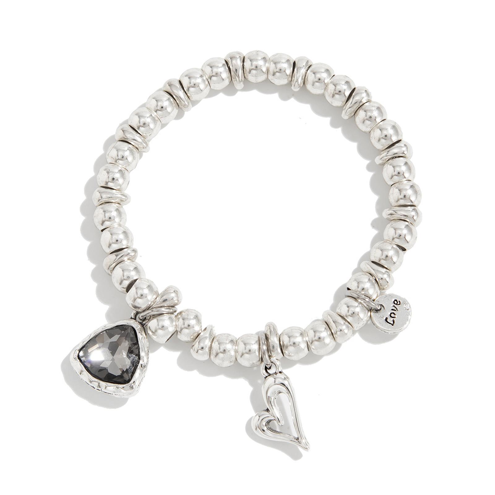 

Versatile Comfortable Adjustable Silver Chain Bracelet for Everyday Wear Retro Acrylic Heart Pendant Fashion Accessory 1