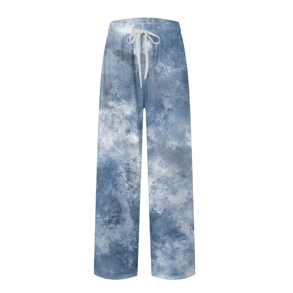 Pantaloni casual da uomo in maglia con stampa alla moda e tasca, pantaloni da pigiama