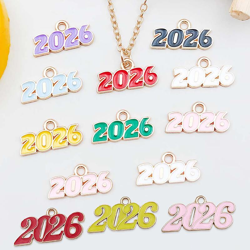 10/20/30Pcs 2026 Charms Alloy Number Pendant For Diy Graduation Bracelet Necklace Earrings Keychain Jewelry Making Accessories