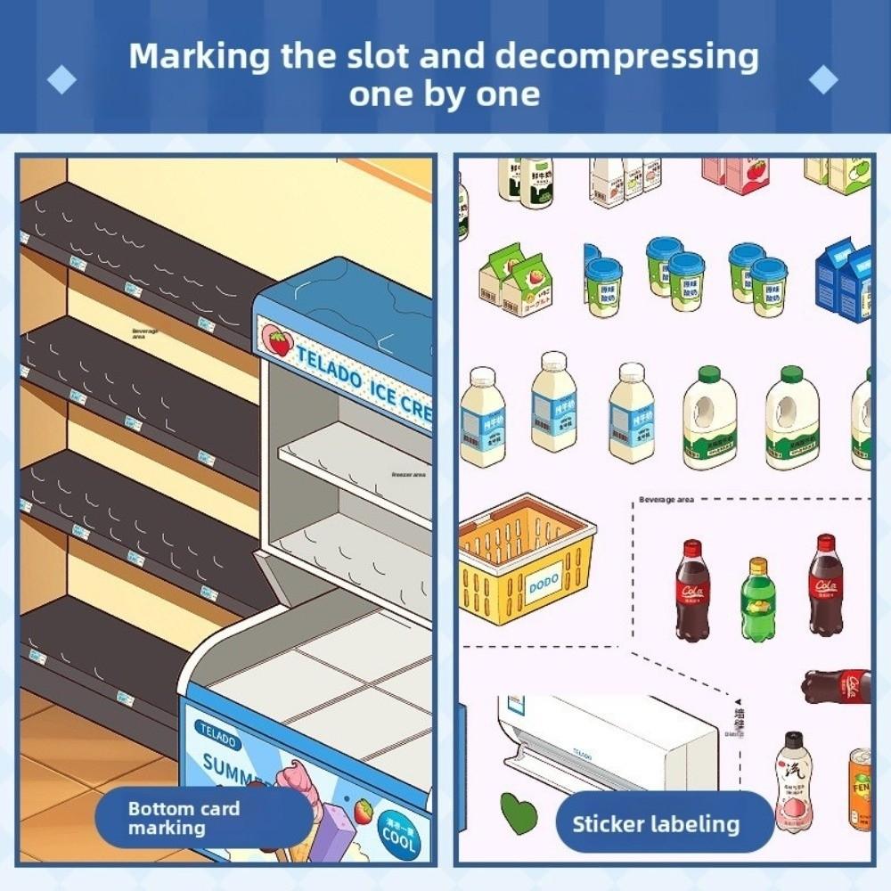 Large Size Shop Scene Sticker Cute Miniature Scene Sticker New Stacking Sticker Book  Children Toy