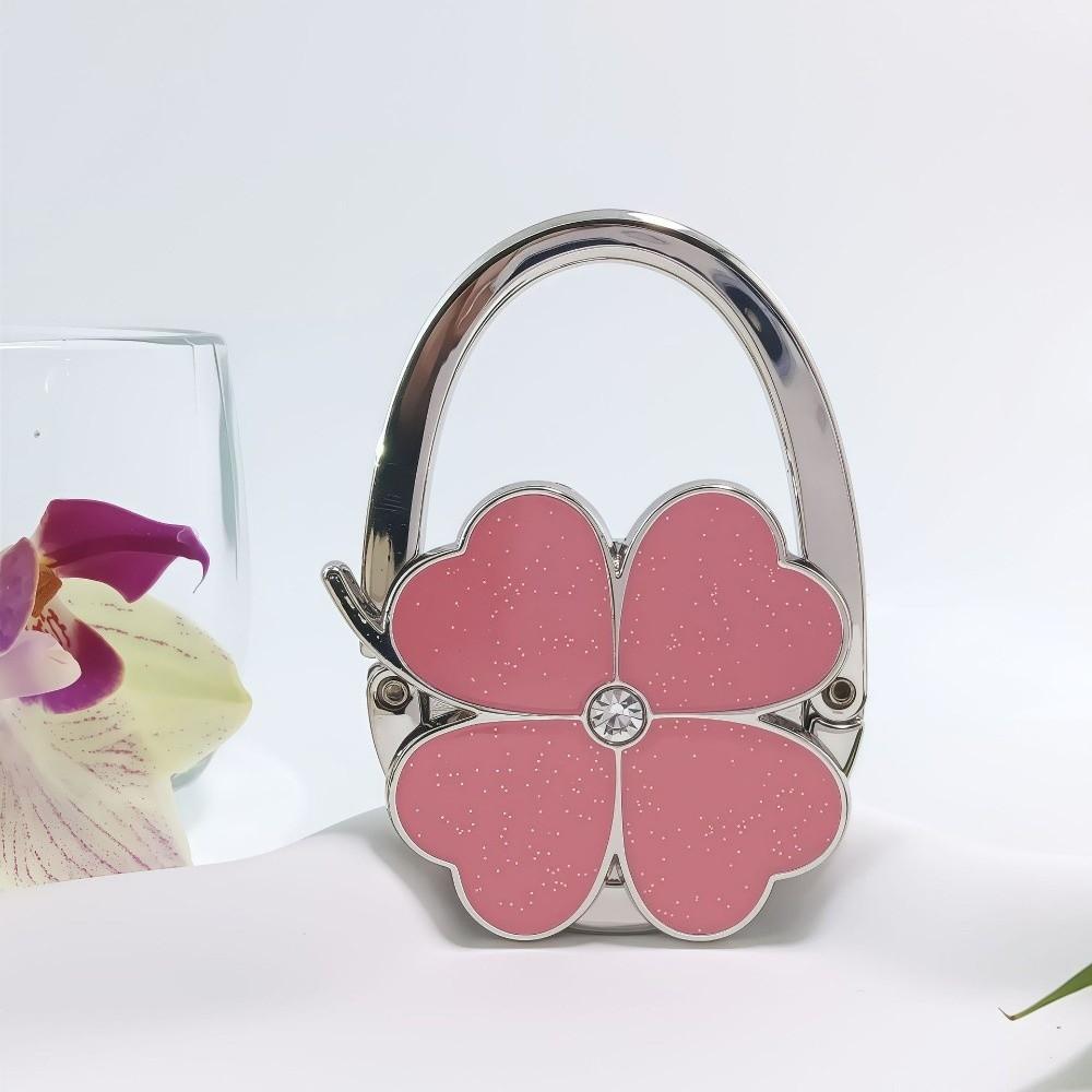 

NEW Foldable Handbag Hook for Women Portable Creative Purse Hanger Durable Four-leaf Clover Purse Holder for Table розовый