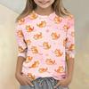 Kids Animal Print Crew Neck 3/4 Sleeve Casual T Shirt Soft Fabric Comfortable Fit Lightweight Design Suitable for Everyday Wear