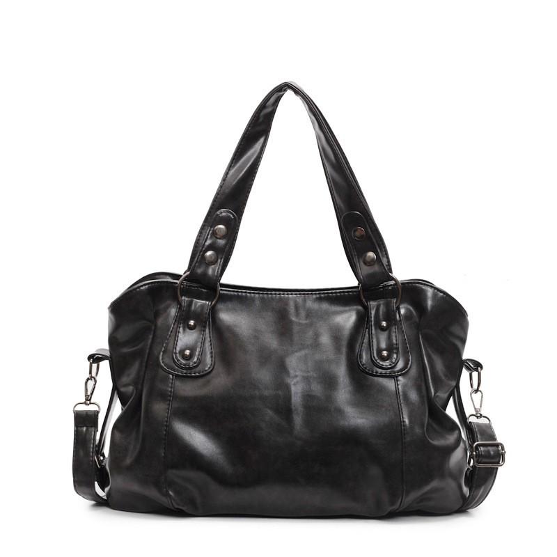 Soft PU Tote Bag Women Large Capacity Shoulder With Rivets Casual Crossbody Daily Use