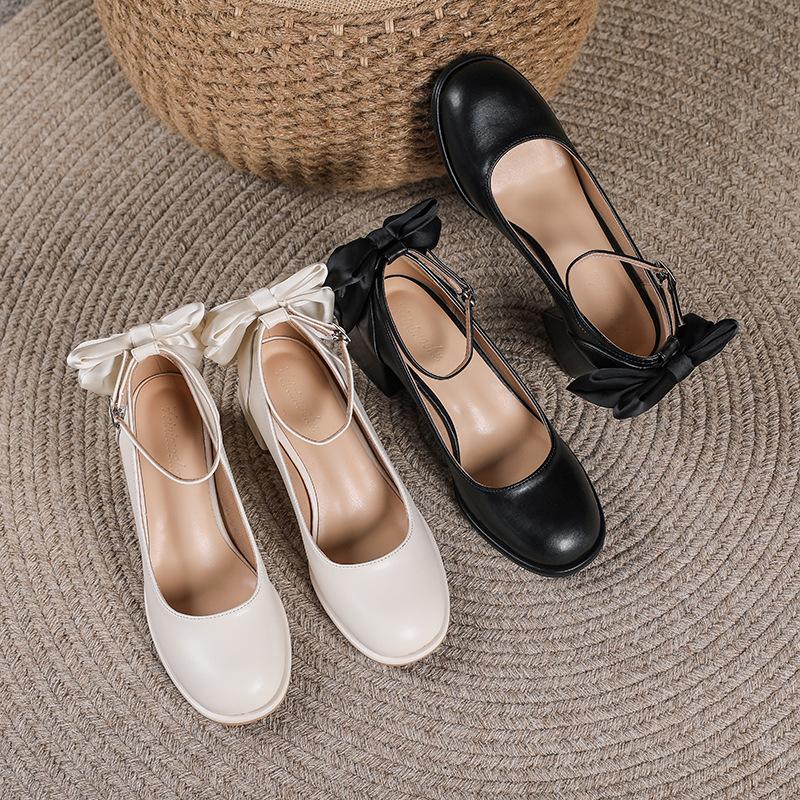 Women Wedding Shoes Sweet Silk Ribbon Bow 5cm Heel Pumps Lady Mary Jane Party Shoes Bridesmaid Lolita Girls Shoes