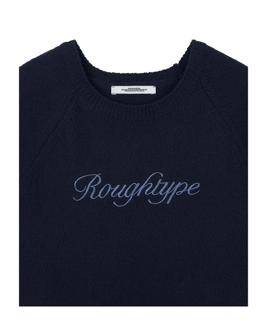 Lotaib Lettering Logo Short-Sleeved Knit - Navy