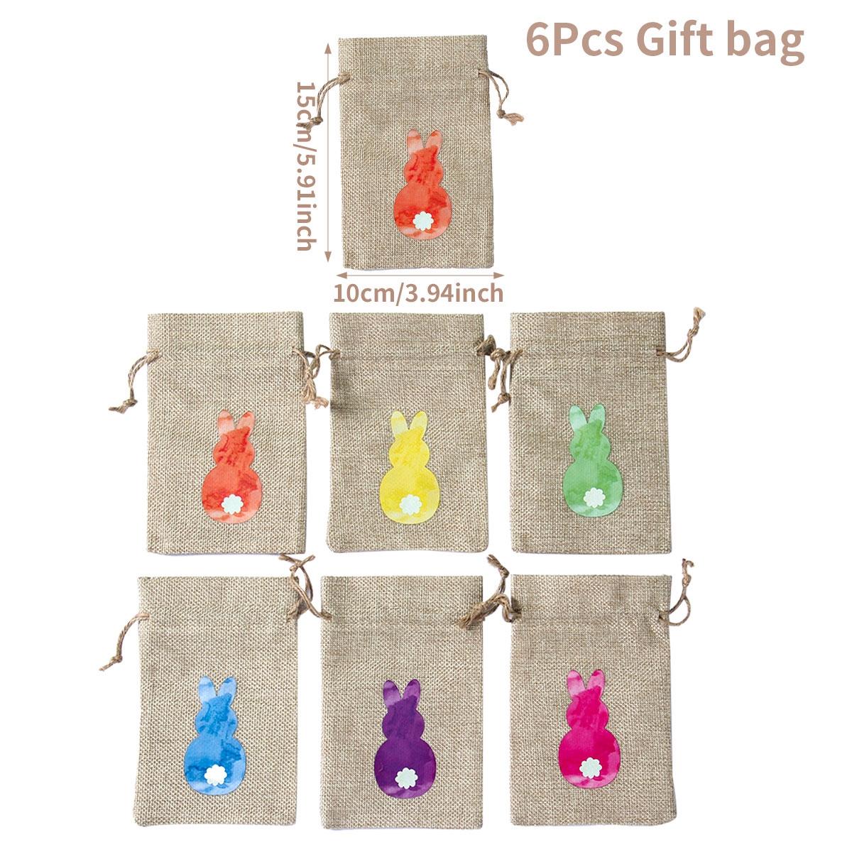 

Пасхальные мешковины для конфет, узор в виде кролика, джутовые льняные подарочные пакеты для угощений на Пасху, детские пакеты для печенья, украшения для вечеринок As Picture