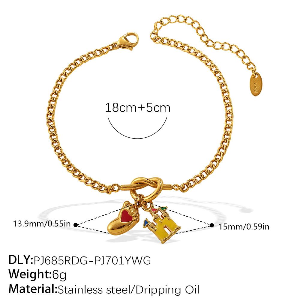 Diy Oil Drop Pendant Bracelet Women'S Stainless Steel Gold-Plated Simple Fashion Trend Jewelry