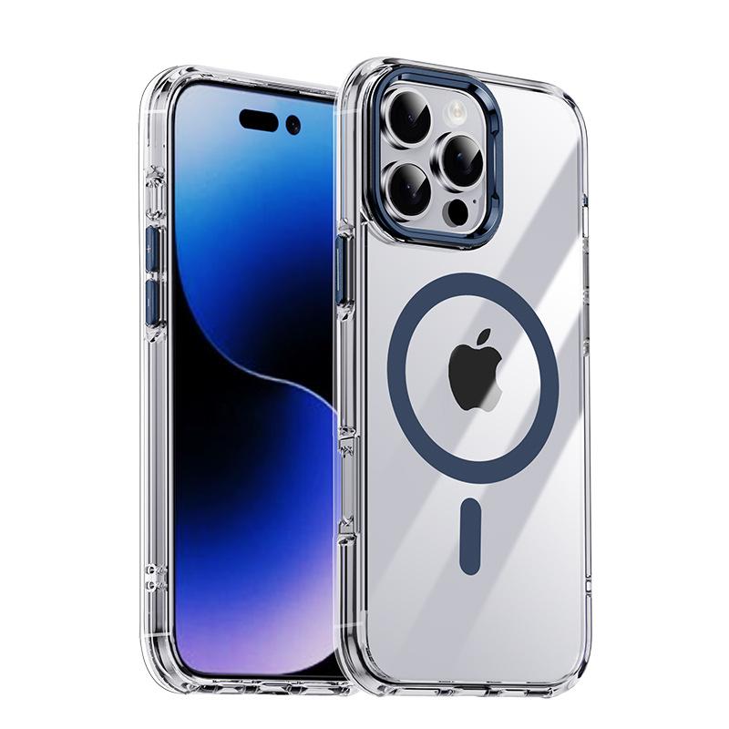 

Прозрачный магнитный защитный чехол для iPhone 16 Pro Max - металлическая подушка безопасности против падения iPhone 16