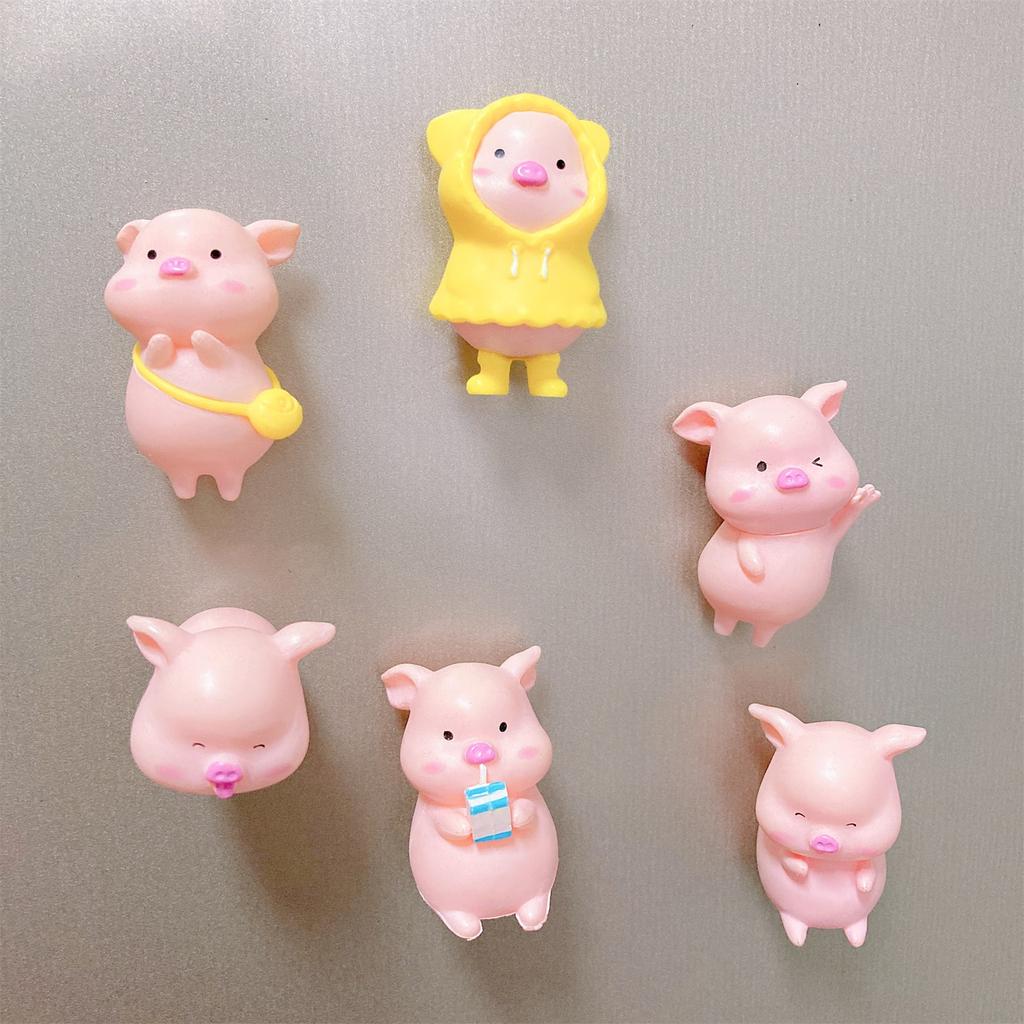 Cartoon Fridge Magnets Set of 6 Animal Pig Magnetic Toy Toddlers Refrigerator Magnet Home Decorations Magnetic Stickers
