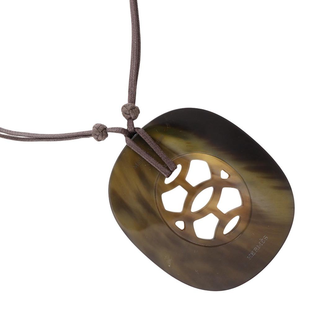 HERMES Lift GM Necklace black Buffalo horn 25.1g Women Used