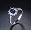 Lady Princess Diana Rings for Women Bridal Blue Crystal Wedding Engagement Promise Marriage Ring for Female Fashion Jewelry 076