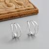 S925 Sterling Silver Crescent Moon & Oval Ear Cuffs – Retro Geometric Earrings for Women