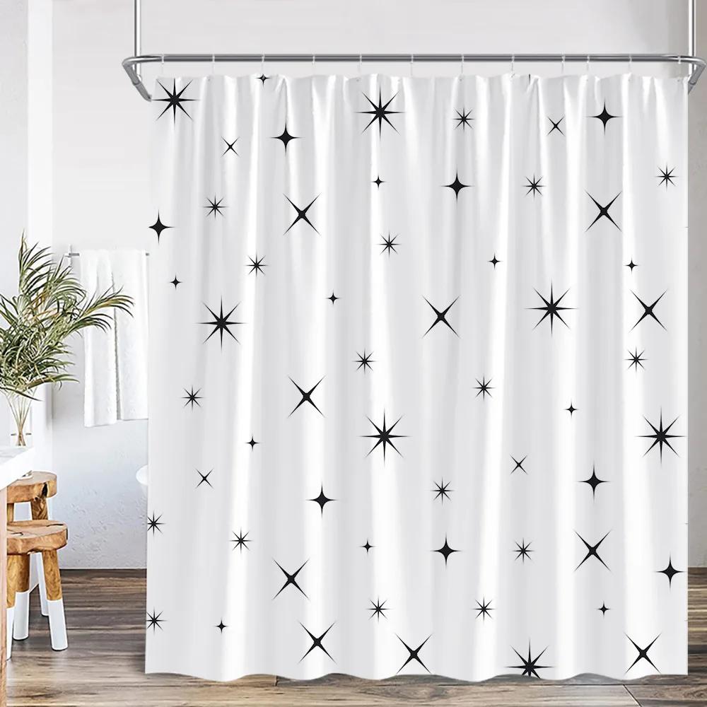 Black White Abstract Simple Line Shower Curtain Dog Pupple Nordic Minimalist Bathroom Decor Modern Polyester Bath Curtain Screen