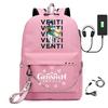 Printed Iron Chain Usbgenshinimpact Yuanshen Backpack Leisure Middle School Student Travel School Bag