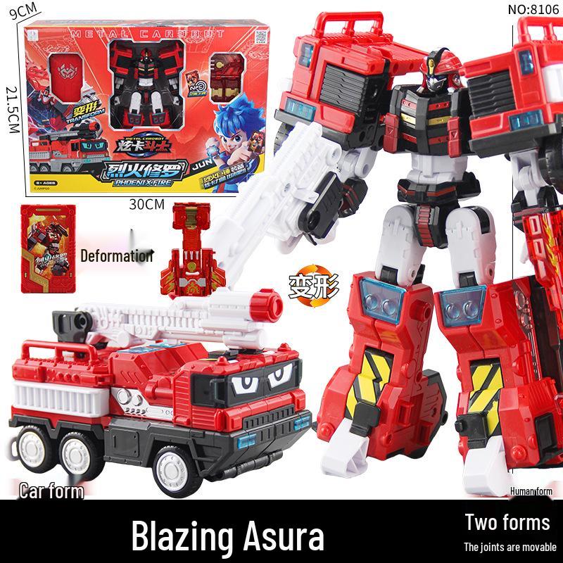 Xuan Card Fighter 2: Blue Lightning Thunder King Flame Dragon Transforming Robot Car Toy