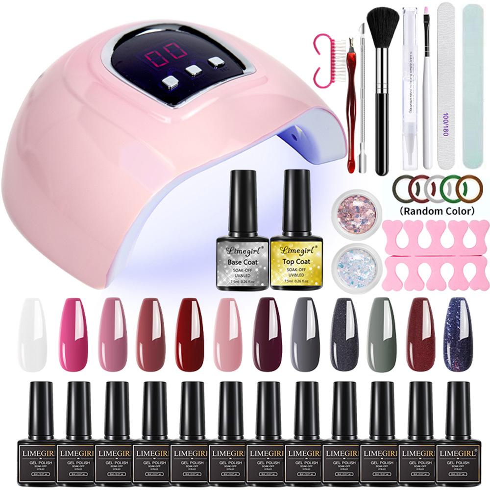 3 Colors Extension Gel Mirror Powder Nail Lamp Top Coat Base Coat Primer Rhinestone Glue Cleaner Nail Art Kit