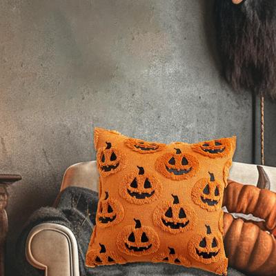 Fall Pumpkin Pillow Autumn Decorative Cushion, Rustic,Soft Embroidery Throw for Sofa