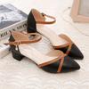 Baotou sandals women's new spring and summer 2025 one-word buckle thick heel medium heel versatile pointed work shoes single shoes women