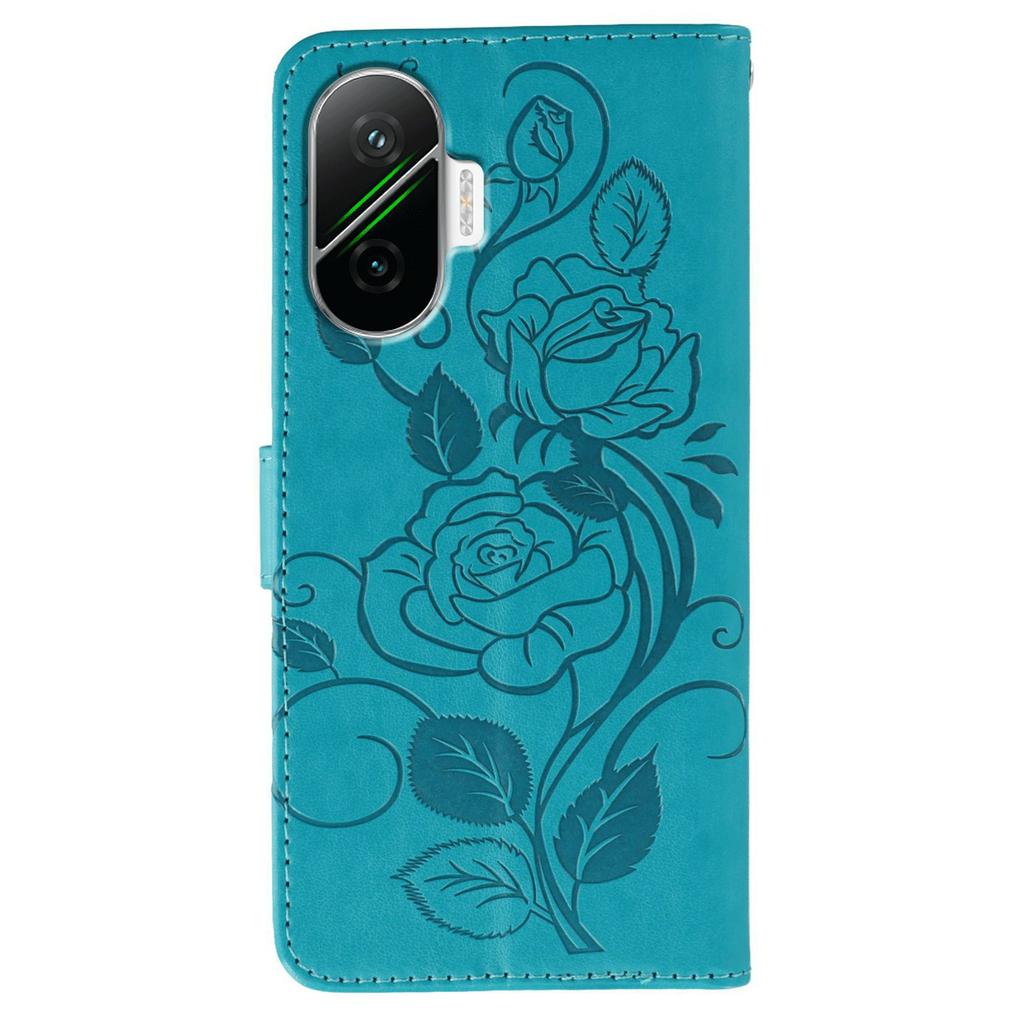 For Xiaomi Poco F7 5G/Redmi Turbo 4 Pro 5G Case Wallet Stand Imprinted Rose Butterfly PU Leather Phone Cover