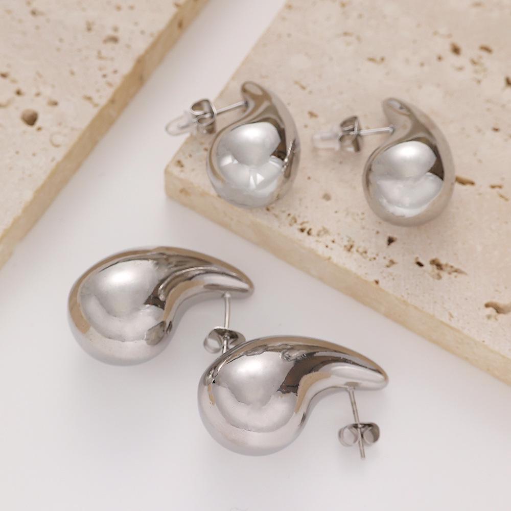 European and American INS Style Stainless Steel Water Drop Gold Ear Studs