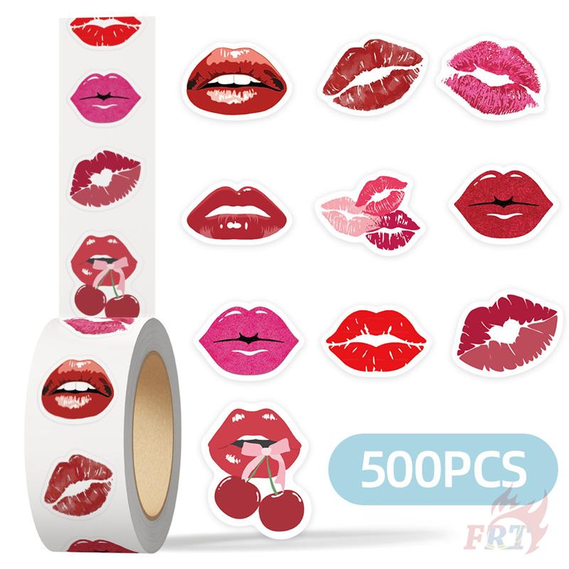 500Pcs/Roll Blazing Red Lips Kids Rewards Stickers - DIY Scrapbooks Album Decor Sealing Label Decals