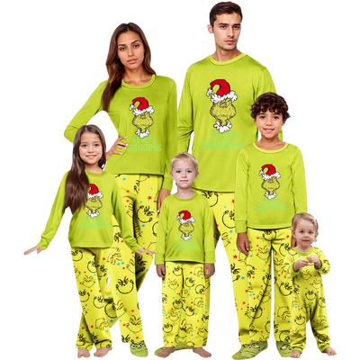 Vánoční potisk pro rodiče a děti Domácí oblek Dlouhý rukáv Horní díl A Kalhoty