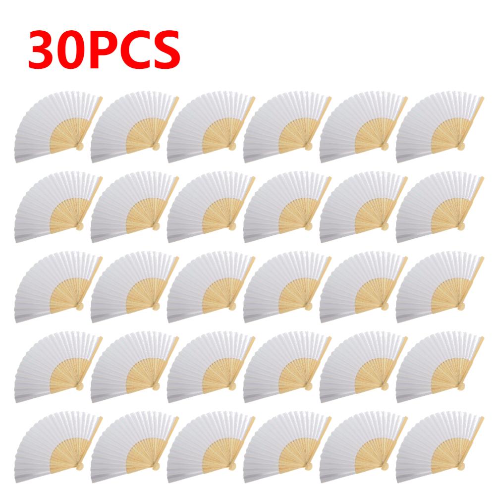 50PCS-1 DIY Paper Bamboo Folding Fan Adults Children's Calligraphy Painting Practice Blank White Folding Fan Wedding Gifts