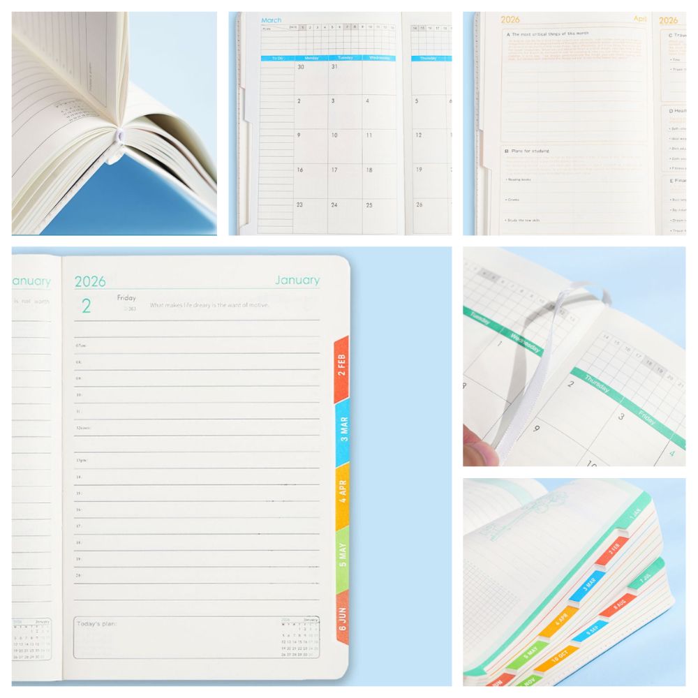 Wear-resistant 2026 Schedule Planner Notepad English 365 Days Efficiency Notebook  Office Supplies
