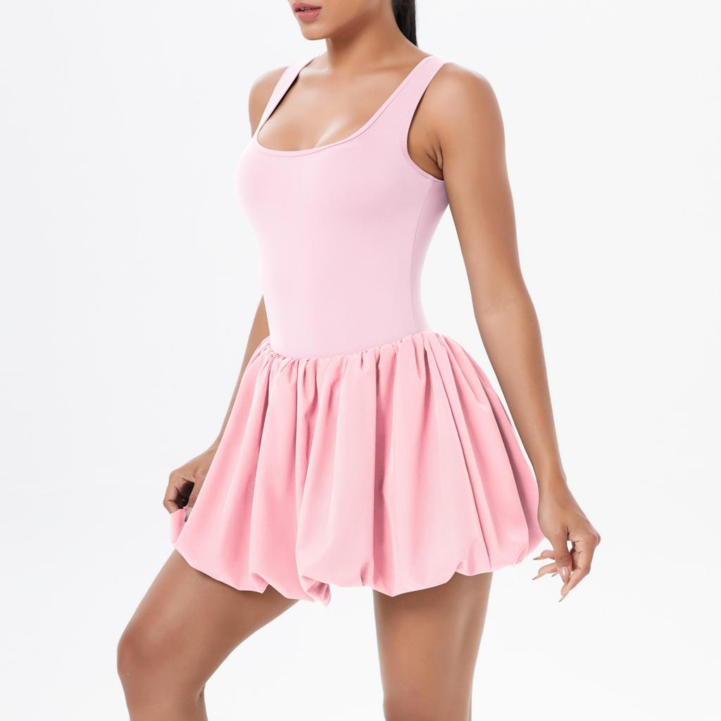 New Nude Fake Two-piece Sports Dress With Anti Glare Base, Outdoor Running And Fitness Tennis Skirt
