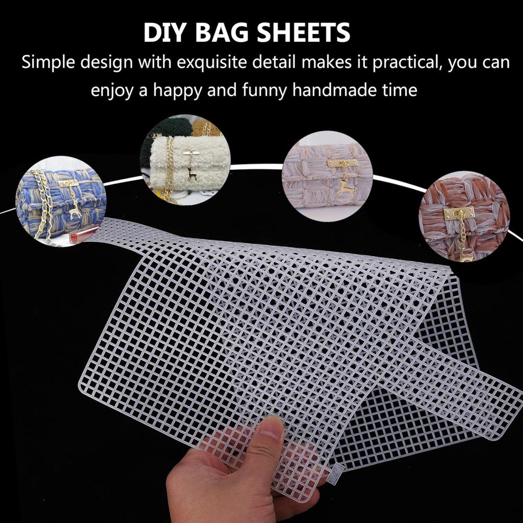 EXCEART 12 Pieces Mesh Clear Plastic Canvas Sheets Crossbody DIY Sewing Kit Form Cross Stitch Kits for Making Handmade Purse Bag Crafting, Yarn, Knit