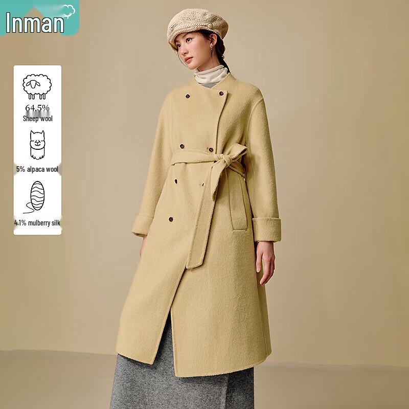 INMAN Women's 2025 Winter Alpaca Silk Double-Faced Wool Coat