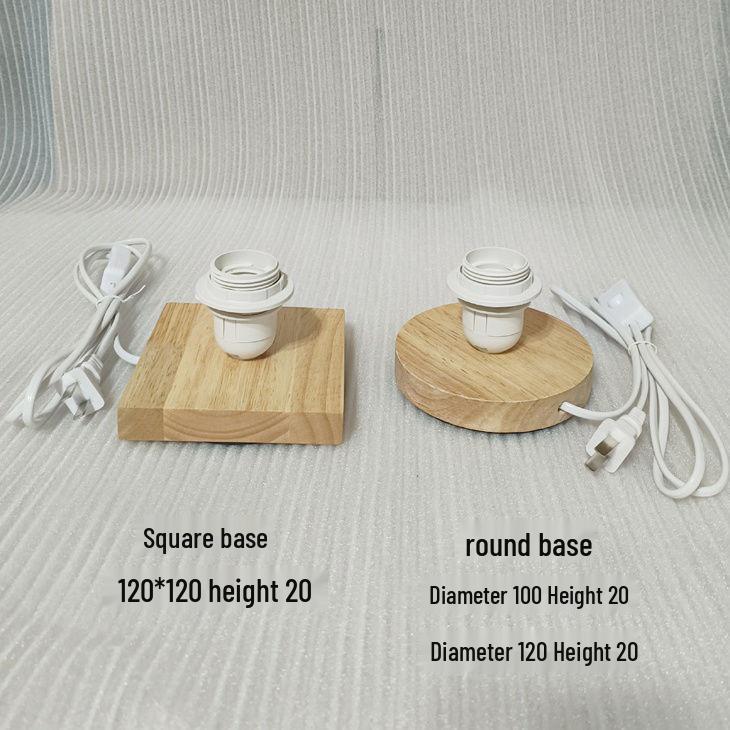 Solid Wood E27 Bedside Table Lamp Base with Switch - DIY LED Lamp Holder Accessories