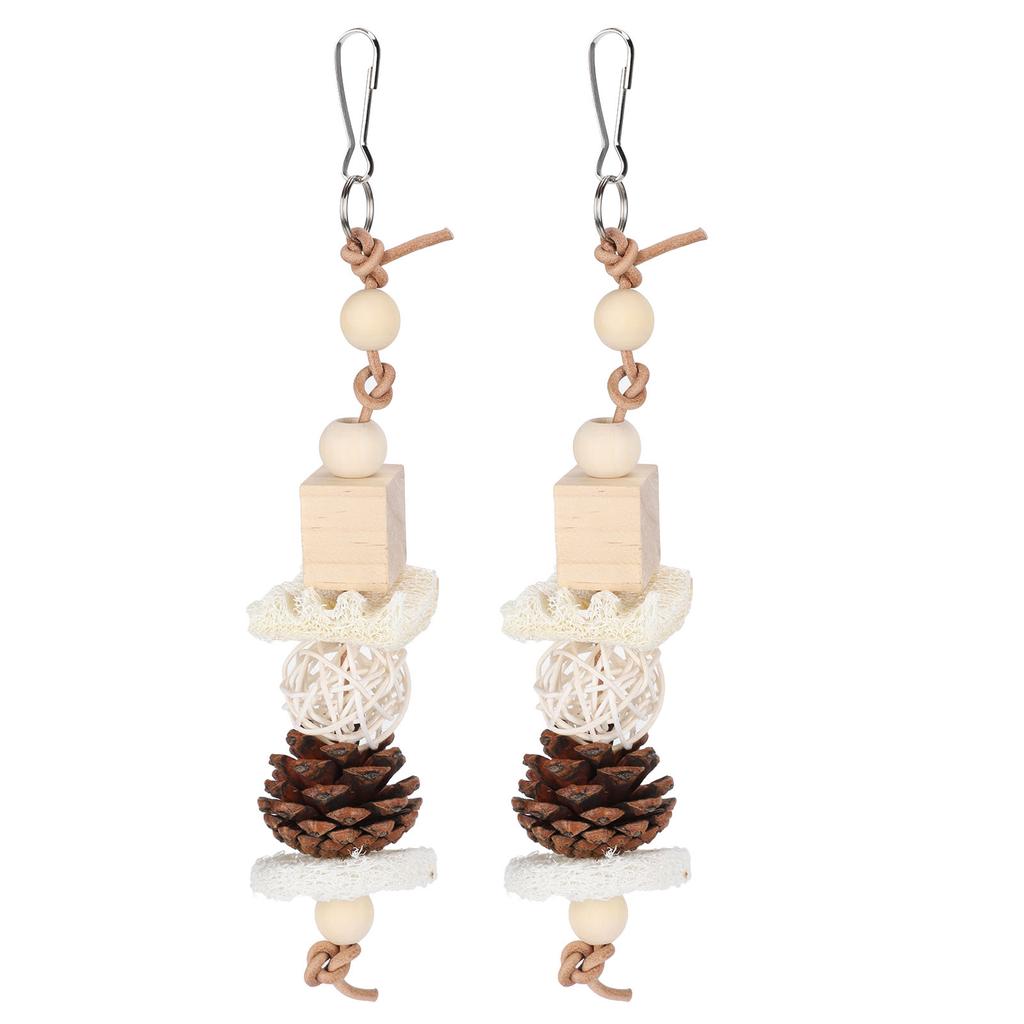2Pcs Pet Bird Parrot Toy Loofah Sepak Takraw Pine Cone Artificial Hide Rope Non Staining