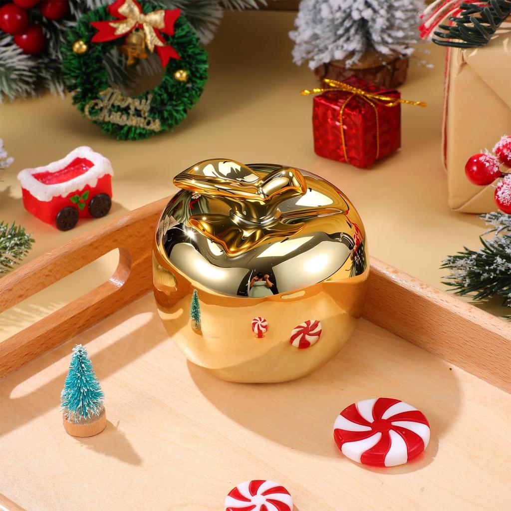 GRIRIW Elegant Sea Ceramic Christmas Ornament, Golden Color Tabletop Ornament with Space-Saving Design, Perfect for Home Parties or Desk Decoration