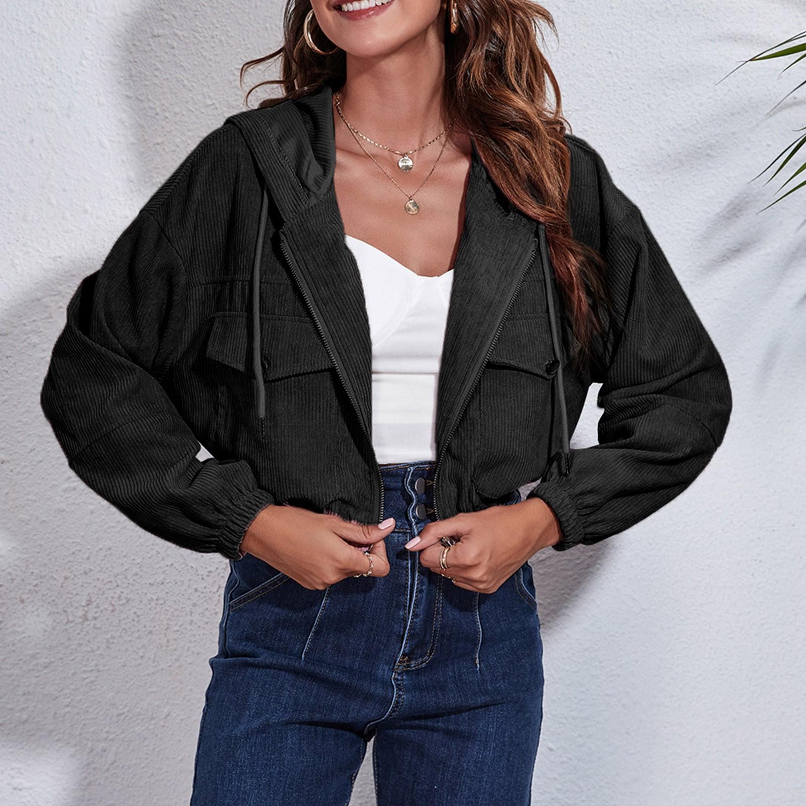 

Women s Solid Color Button Jacket Slim Fit Long Sleeve Versatile Suit Collar Lace-Up Jacket M чорний