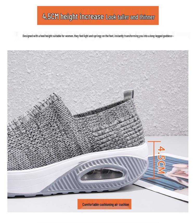 2023 Women's Breathable Flyknit Rocking Shoes with Non-slip Soft Sole and Air Cushion for Comfort