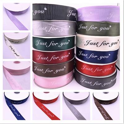 50yards*25mm Polyester Ribbon Printed JUST FOR YOU Ribbon For Handmade Romantic Gift Packaging Wedding Decoration