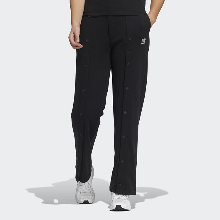 Adidas Originals FW22 Solid Color Button Straight Leg Wide Leg Casual Pants Women Bottoms Black HL9394