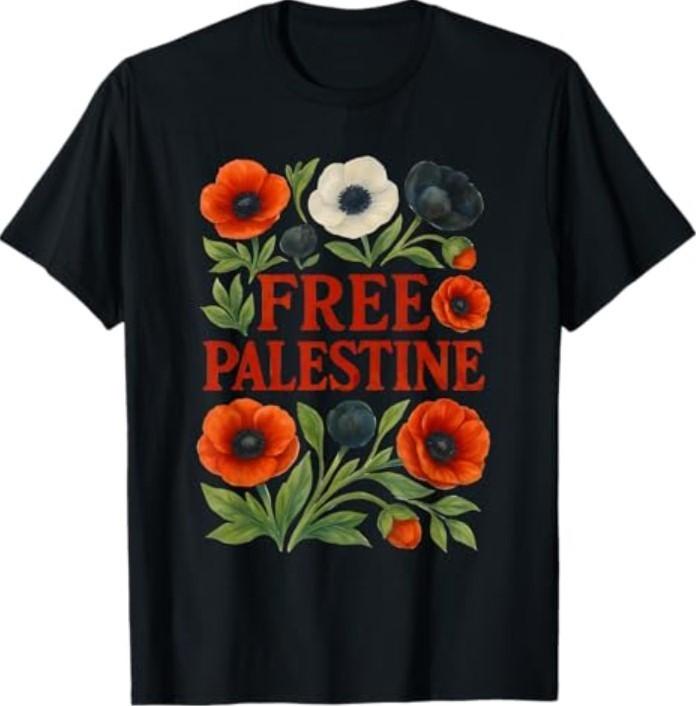 Free Palestine Flower Palestine Clothing Support Gaza T-Shirt S разноцветный