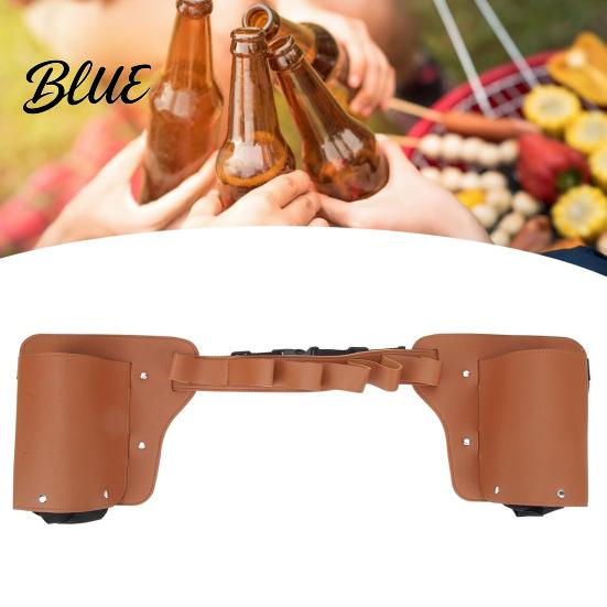 Portable Wine Utensil Dual-Side Storage PU Bottle Leather Carrier Vintage Waist Pack Bag with Multi-Slot Waterproof Adjustable Outdoor Belt