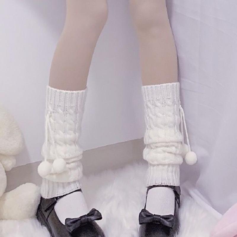Winter Long Knit Foot Cover Crochet Leg Warmers Leggings Warm Solid Color Braided Striped Knee High Socks for Women
