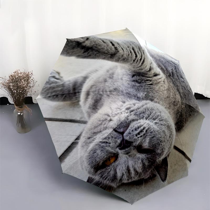 1pc cat Umbrella Portable Folding Umbrella Iron Frame Hole Bone Structure Outdoor Home Umbrella