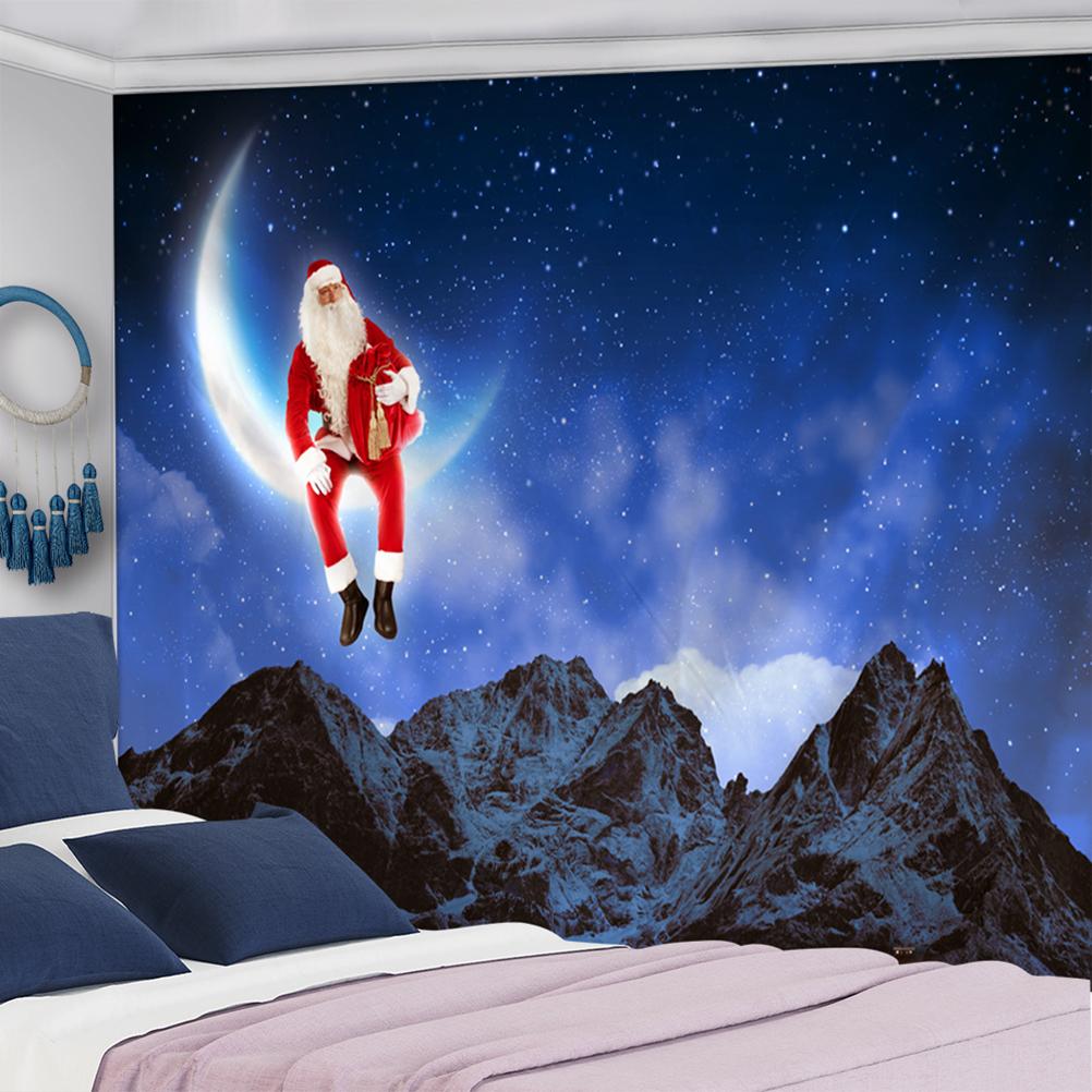 Christmas Snow Scene Tapestry Wall Hanging Art Cartoon Illustration Bohemian Style Bed Curtain Dormitory Home Decor