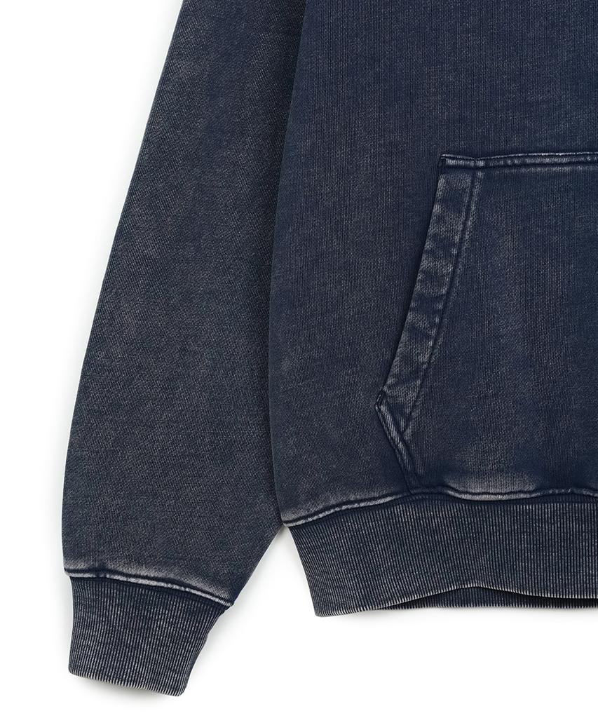 Fdr Pigment Washed Denim Applique Hoodie Navy